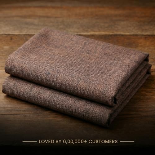 Image of Unstitched Cotton Fabric for Men and Women - Self Pattern Khadi Cotton Fabric Material (3.5 Meter, Royal Brown)