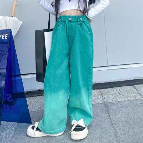 Girls Cargo Pants Baggy Cargo Trousers Jeans Wide Leg Pants Clothes Loose Trousers Vintage Streetwear with Pockets (Green, 11-12 Years)4