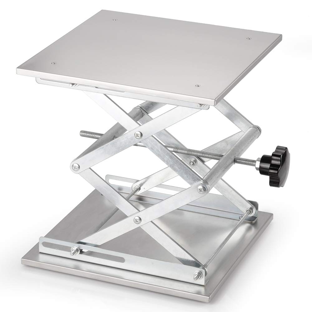 StonyLab podnośnik do nożyczek laboratoryjnych, wysokiej jakości 300 x 300 mm ze stali nierdzewnej wsparcie laboratoryjne podnośnik platforma stół do podnoszenia laboratoryjnego, możliwość rozbudowy zakresu wysokości podnoszenia od 100 mm do 450 mm, waga