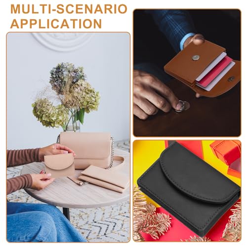 Tarjetero profesional delgado uxcell con 3 ranuras protectoras de cuero pack de 2 8