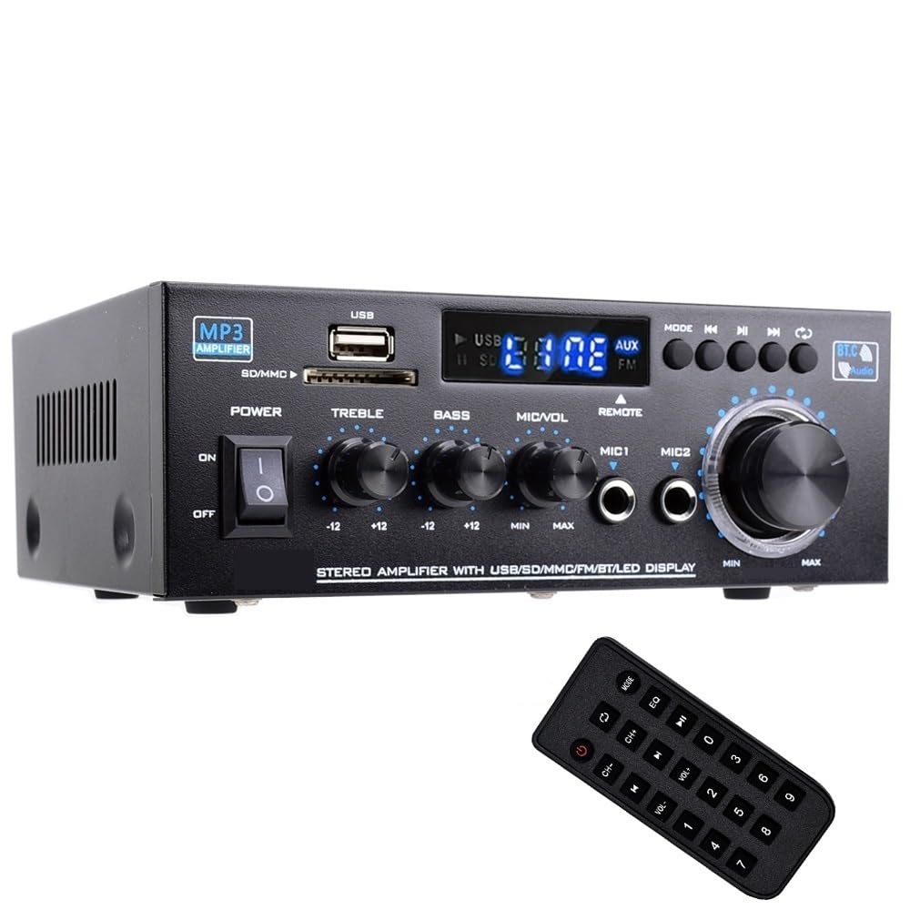 Amplificateur Bluetooth numérique HiFi, ampli stéréo 40 W × 2 RMS 2.0 canaux for maison/voiture