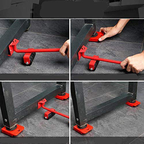 Upgraded Furniture Lifter Tool kit, Heavy-Duty Transportation with 5 Mobile Slide Rails, Perfect for Home bar Sofa Refrigerator (red) - Thumbnail 2