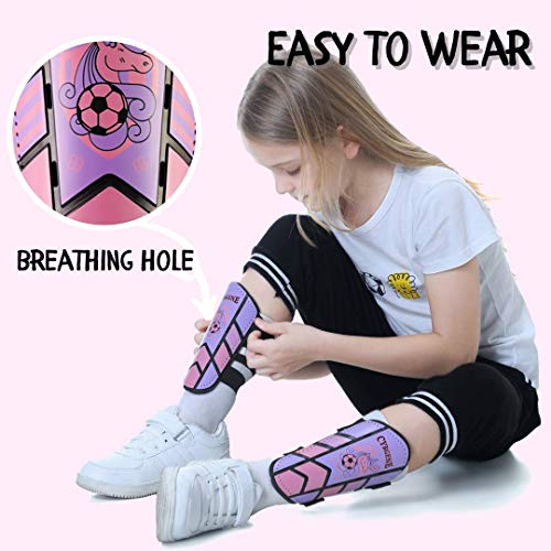 Cybgene Soccer Shin Guards For Kids Adults Soccer Gear For Boys Girls Youths Protective Equipment Adjustable Straps With Ankle Sleeves Protectors Purple M #TOP1