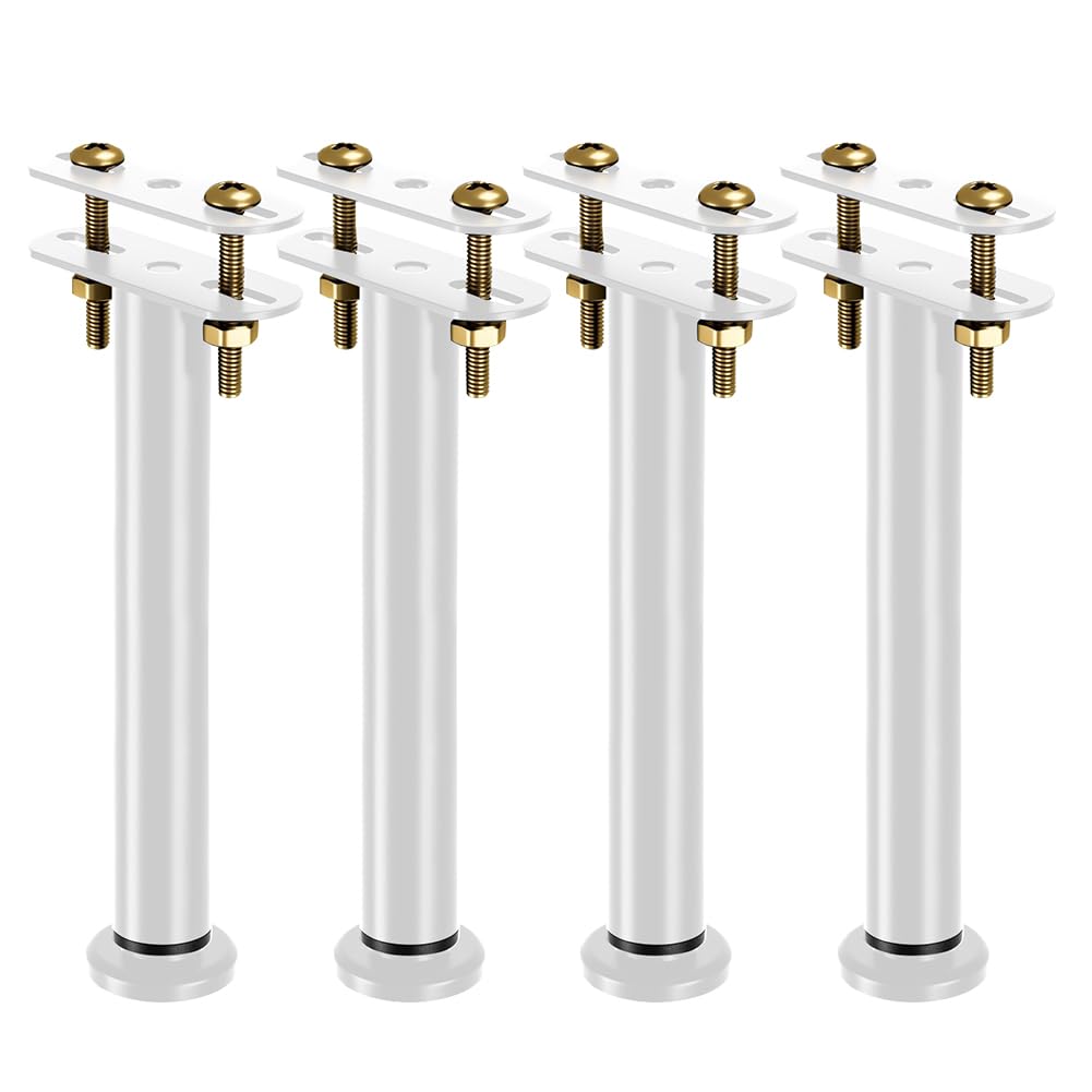 Patas de Cama Ajustables, Juego de 4 - Altura Regulable (25-42 cm) para Base, Somier o Canapé - Soportes Metálicos Robustos para Sofá, Armario o Mueble - Incluye Herramientas - Color Blanco
