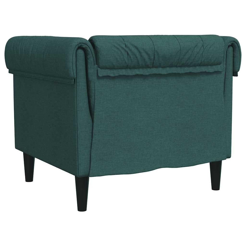Sillón Chesterfield de Tela Verde Oscuro,16.4kg-372542