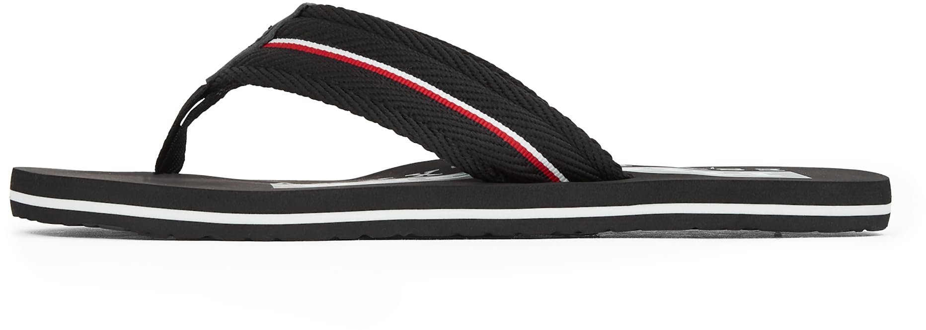 Tommy Hilfiger Men’s Corporate Flip Flops, Black (Black), 6.5
