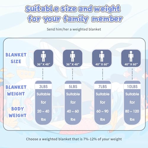 Weighted Blanket Kids (10lbs, 40"x60" Throw Size) - Cooling and Breathable Heavy Blanket for 80-120lbs with Premium Glass Beads - Soft Thick Blankets for All-Season Sleeping Comfort - Navy
