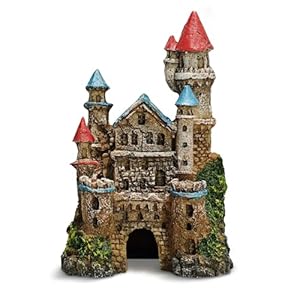 Aquarium Castle Decor – Resin Medieval Fish Tank Decorations with Hiding Holes, Betta Fish Tank Accessories Ornaments, Large Aquarium Decor, Gift for Kids & Fish Lovers