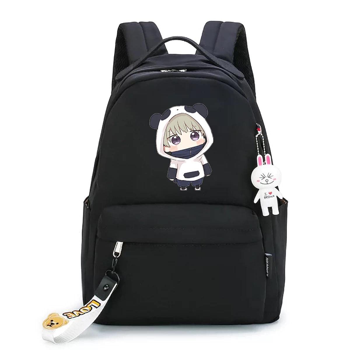 Curse Back to Battle Schoolbag Polygonum cuspidatum Yoren Dog Curling Backpack Peripheral Anime Backpack-Pendant Black Baby Dog Curling Backpack, 29X14X41CM