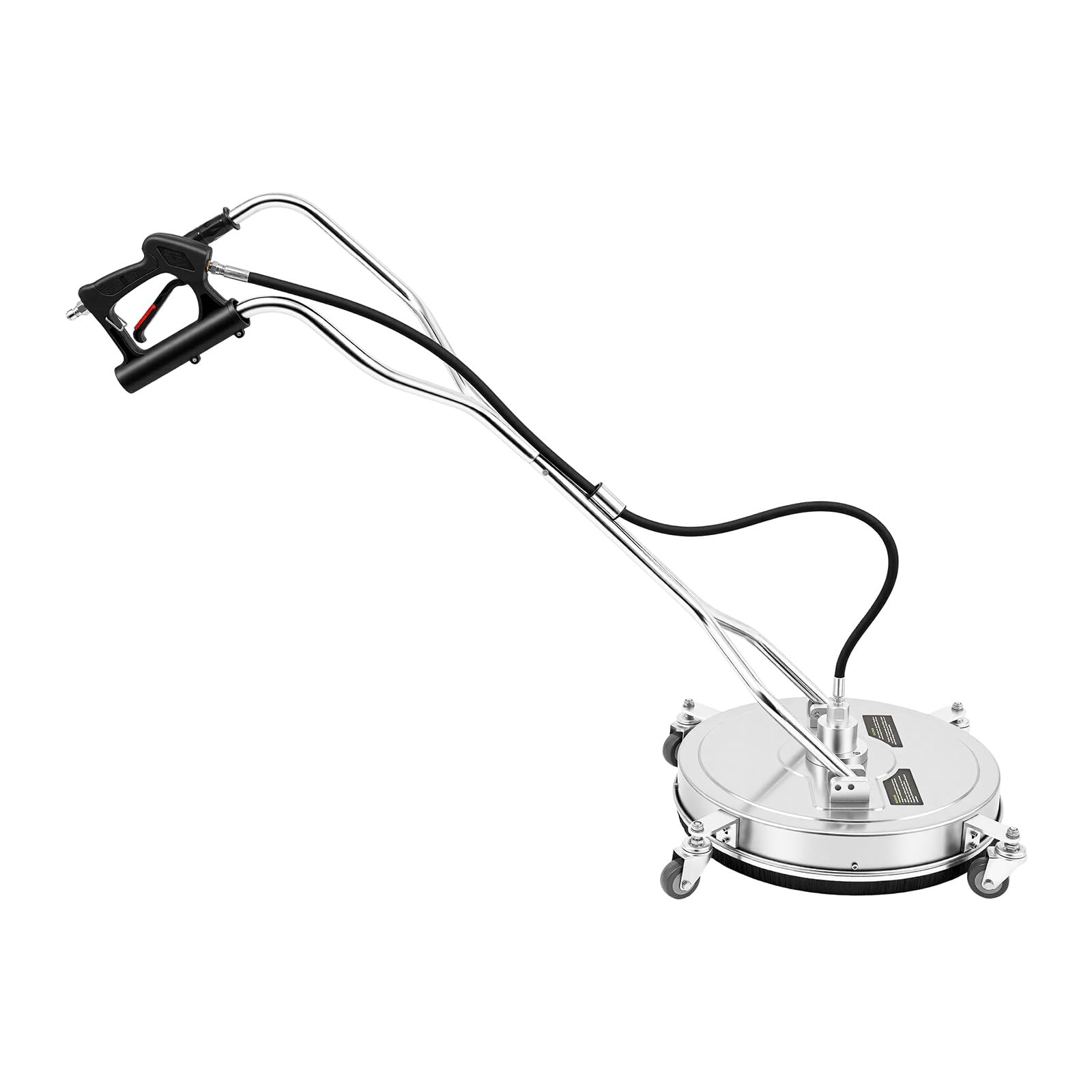Limpiador de alta presión de acero inoxidable, limpiador de superficies con 4 ruedas universales, asas y 2 boquillas, limpiador de hormigón para entrada, terraza, acera, superficies de