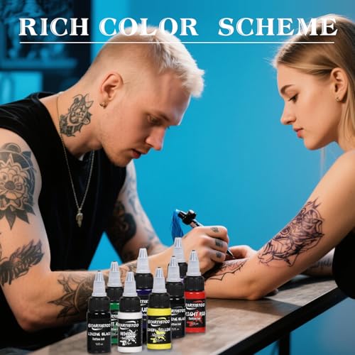 GTARTISTOO 8 Colors Tattoo Ink Set 1/2 OZ(15ml)/Bottle Professional Tattoo Ink Tattoo Inks Pigment Kit