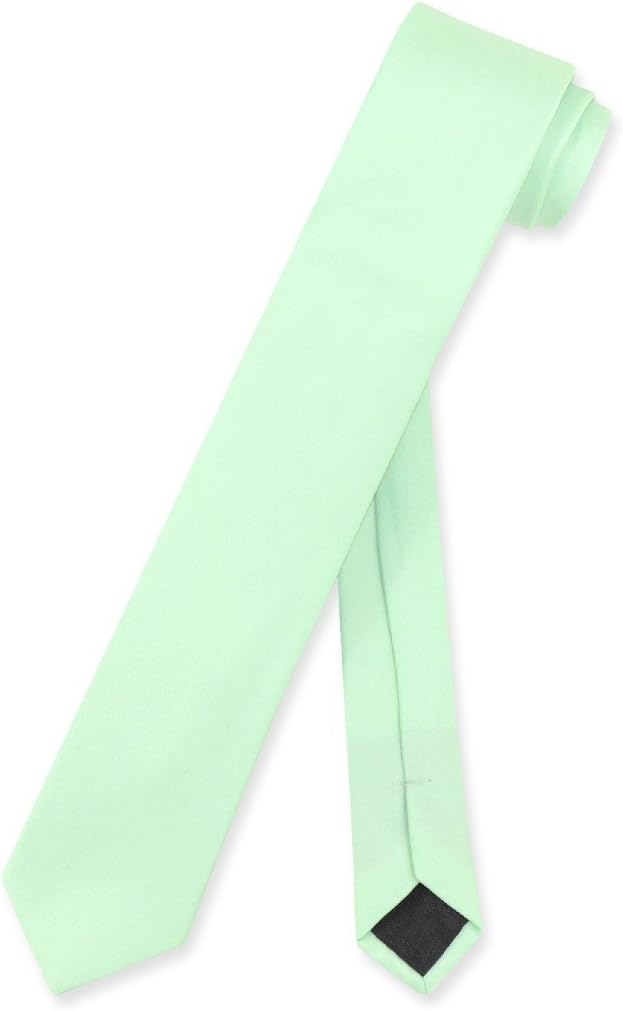 Vesuvio Napoli Men’s 2.5" Skinny Solid Color Neck Tie – Narrow Tie for Business, Weddings & Formal Events