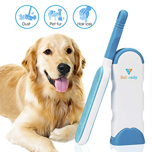 SuReady Pet Hair Remover Brush, Pet Hair Remover with Self-Cleaning Base, Double Sided