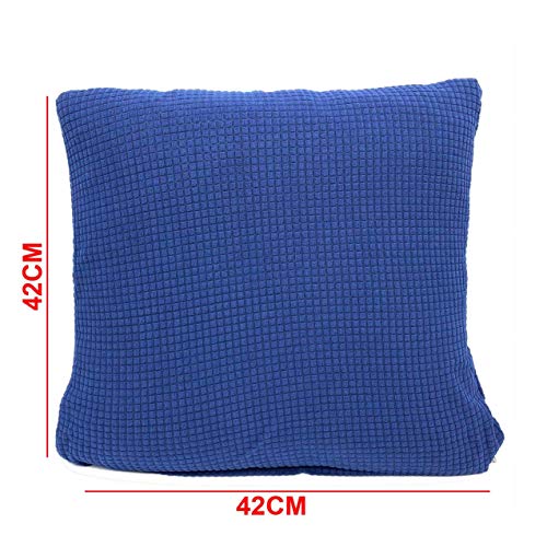 Image of House of Quirk Jacquard Throw Pillow Case Cushion Cover Home Sofa Decorative (Cover Only,No Insert)(16.5x16.5 inch / 42x42cm) (Dark Blue, 4)