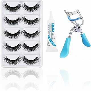 Miss Hot 5 Pairs Eyelashes Kit with Eyelash Glue & Curler | 3D Natural Look Reusable Lashes for Women | Long Lasting Water... Price In India