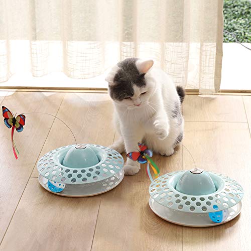 Cat Toys Interactive Kitten Toy For Indoor Cats Funny Automatic Electric Fluttering Butterfly & Ball Exercise Kitten Toy With 3 Replacement Butterfly #TOP6