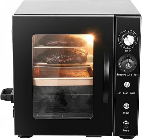 Ahumador eléctrico, gabinete para ahumar de 2 estantes de 800 W con controles de perilla, rango de 86 a 230 F y temporizador de 1 a 12 horas,