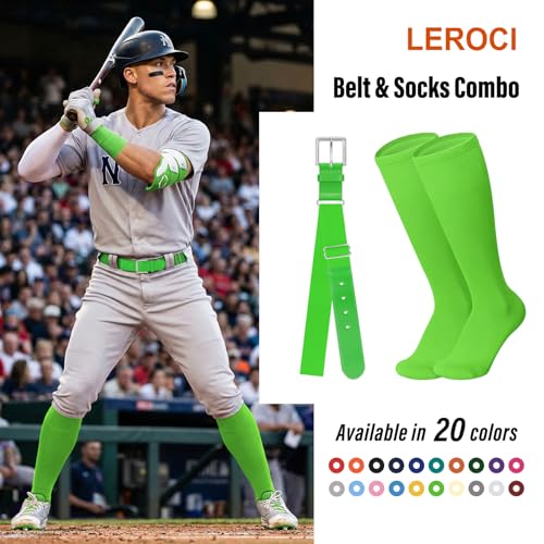 Image of Baseball Belt and Baseball Socks Combo Set for Youth and Adult Available in 20 Colors