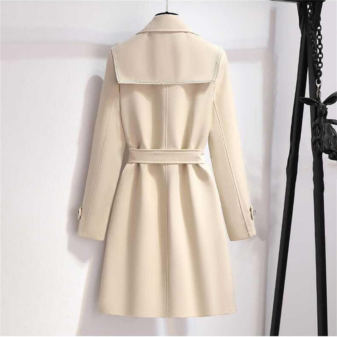 Trench da donna alla moda, doppiopetto, colletto a vento, capispalla slim