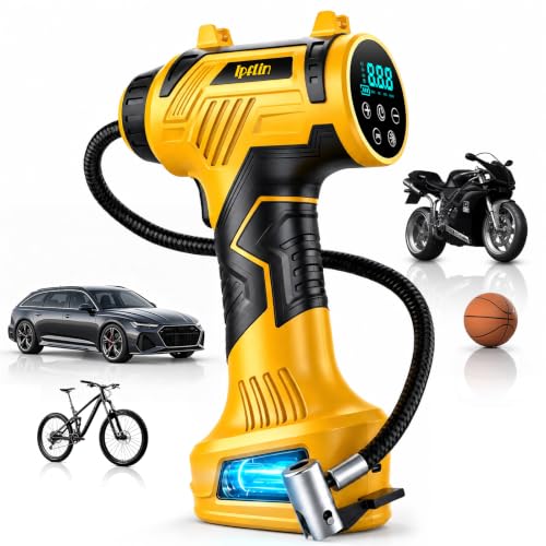 Image of 70% 0FF Tire Inflator Portable Air Compressor Built-in Battery, Dual Power | 3*3200 mAh & 12V DC, Auto Shut-Off, Digital Pressure Gauge, Faster Inflation Air Pump for Car Tires Motorcycle Bike Ball Gift