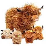 OUOZZZ 5 Stück Hochlandrind Kuh Kuscheltier Set, Weich Hochlandrind Plüschtier mit...