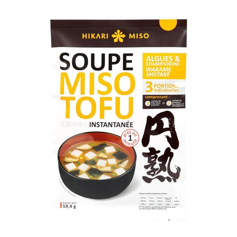 Pause japonaise prête en quelques minutes : Soupe Miso au Tofu et Algues HIKARI