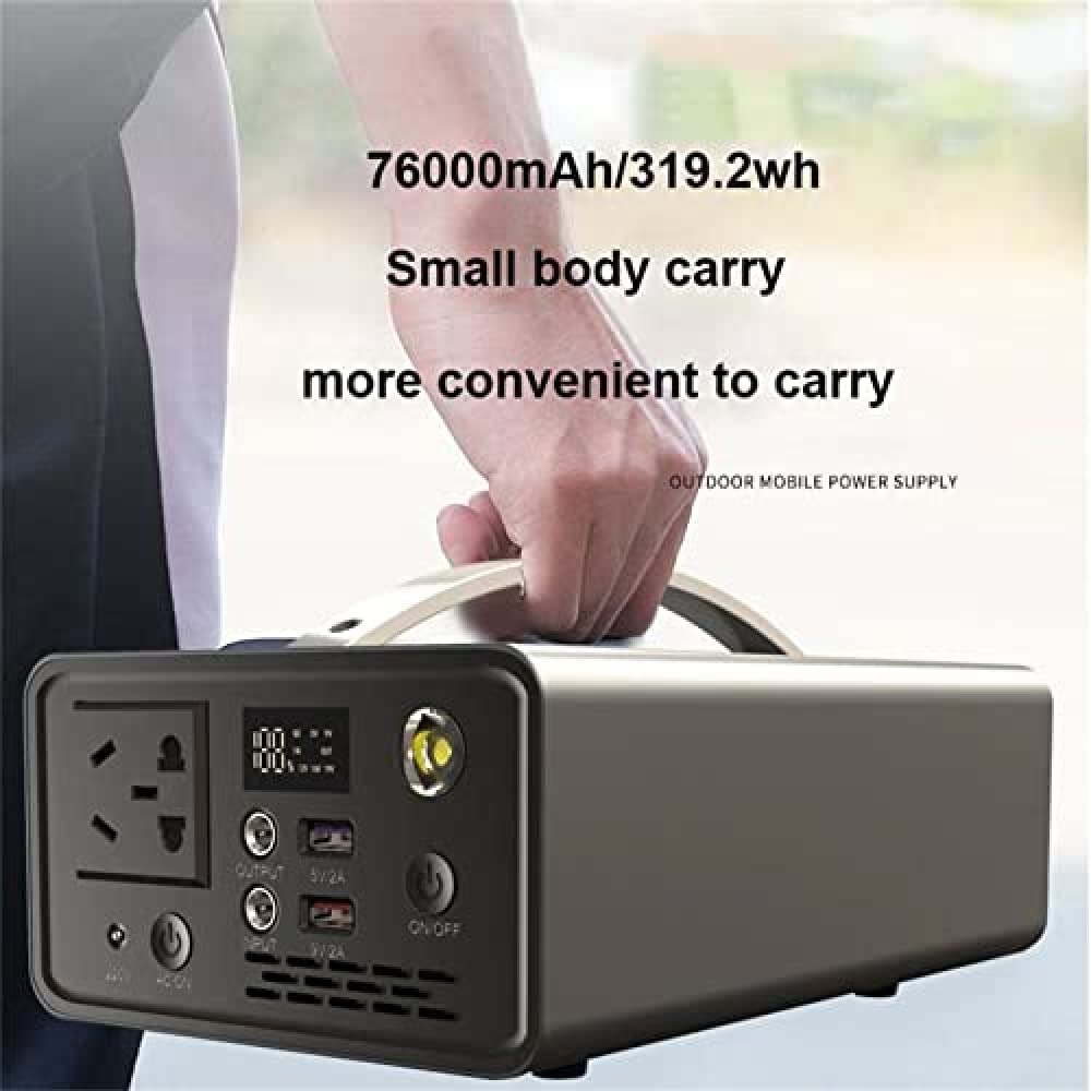Centrale électrique Portable 319,2 Wh/76 000 mAh, Batterie de Secours au Lithium, générateur Solaire d'alimentation à Onde sinusoïdale modifiée, Alimentation de Secours extérieure,