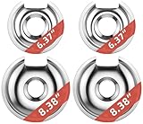Burner Drip Pans for Electric Stove 715877 and 715878 Chrome Drip Pan 2 X 6' and 2 X 8' Compatible for Cooktop Replacement Parts by MIFLUS