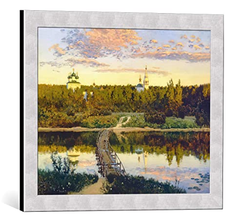 Kunst für Alle Image encadrée: Isaak Iljitsch Lewitan Monastère Silencieux - Impression d'art décorative, en Cadre de Haute qualité, 50x40 cm, Argent Brossé