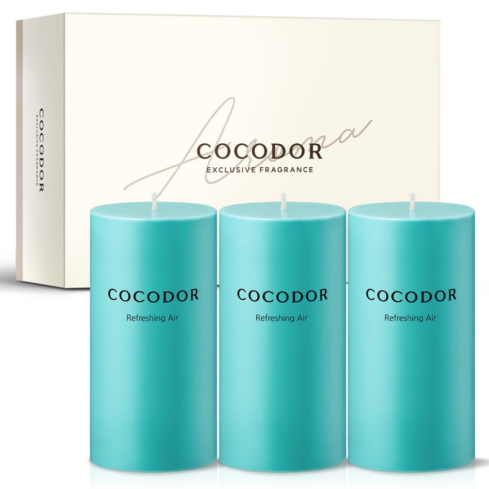 COCODOR ココドール アロマピラーキャンドル 3個入り(465g X 3) リフレッシングエア (Refreshing Air) 約85時間持続 ブロックキャンドル ロウソク ろうそく ローソク - プレゼント 女性 誕生日 記念日 線香 贈り物 ギフト 人気