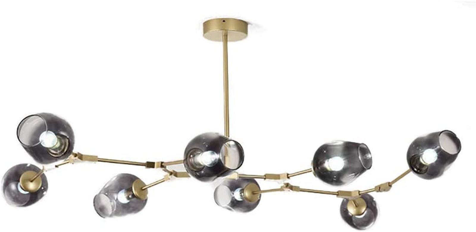 KXEcoLife Chandelier Ceiling Light Modern E27 Mid Century Handblown Glass Lamp For Dining Room Kitchen Branches During Lighting-Gradient Grey lampshade 8 head of Home