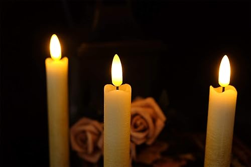 Miniatura 7 de DRomance Velas LED cónicas sin llama a pilas con control remoto y temporizador, mecha 3D de cera real, luz amarilla cálida, decoración de Halloween,