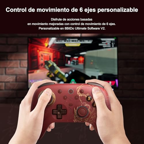 Image of 8BitDo Ultimate 2 Wireless Controller with TMR Joysticks for Windows & Android, Gaming Controller with Switchable Hall Effect /Tactile Triggers, RGB Fire Ring, 8Speed Wireless Tech, Charging Dock,WUCHANG: Fallen Feathers-Red