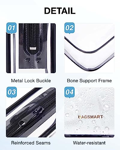 Image of BAGSMART Clear Toiletry Bag 2-Pack TSA Approved Water-Repellent, Black | Carry on Travel Accessories Bag, Airport Airline Quart Size Bags for Women Men, Makeup Cosmetic Bag