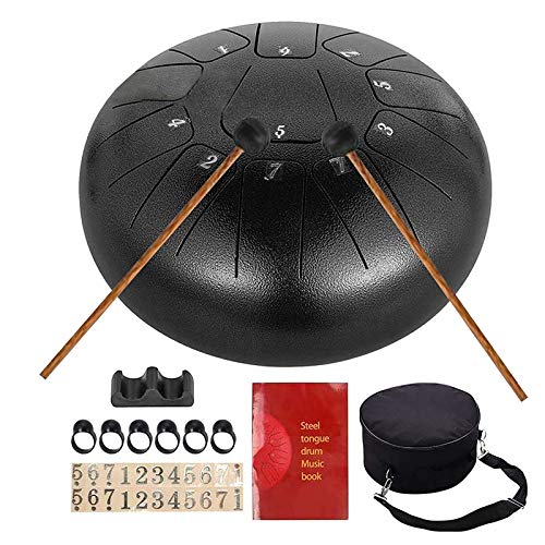 Kacsoo Steel Tongue Drum, 11 Notes Steel Drum Instrument, 10 Inch Pan Drum Percussion Ethereal Drum, Steel Percussion Padded with Elegant Quality Drum Bag and Couple of Mallets, Christmas Gift