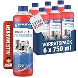 Maxxi Clean Uniwersalny odkamieniacz, 6 x 750 ml, koncentrat do ekspresów do kawy i ekspresów do kawy wszystkich typów | do 36 procesów odkamieniania | uniwersalne urządzenie do czyszczenia przed