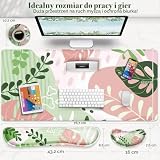 Gimars Podkładka pod mysz XXL 3 w 1 z ergonomicznym uchwytem na klawiaturę, podkładka pod mysz do gier 800 x 300 mm, wygodna piankowa pamięć, łagodząca ból do biura graczy, różowa morandi
