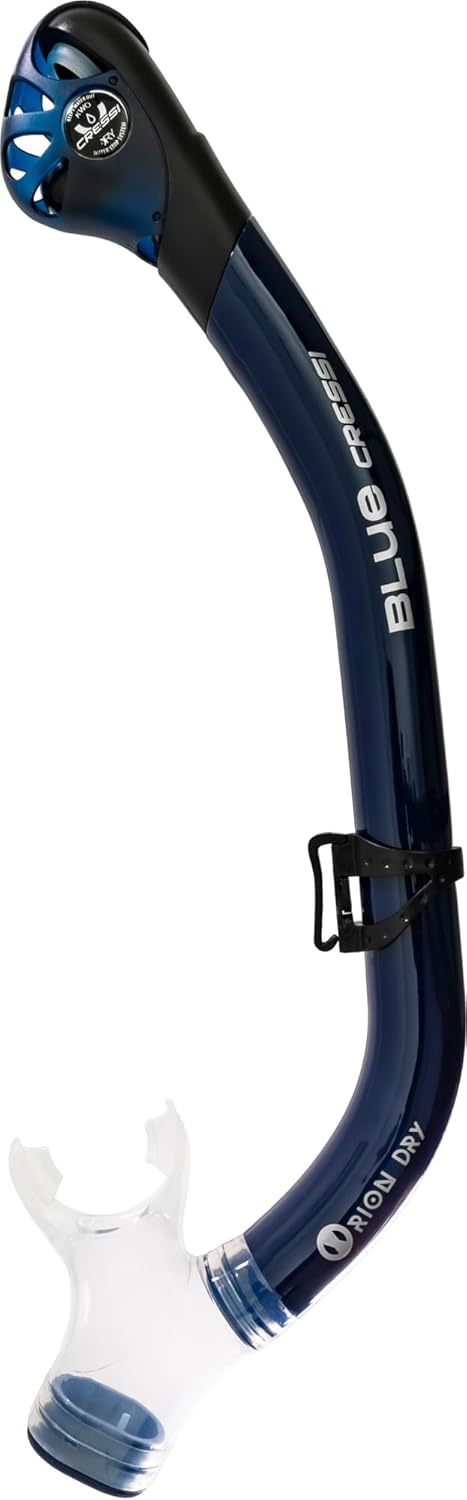 Cressi Snorkel seco para adultos – Boquilla de silicona y protector contra salpicaduras para evitar la entrada de agua – Orion Dry – Diseñado en