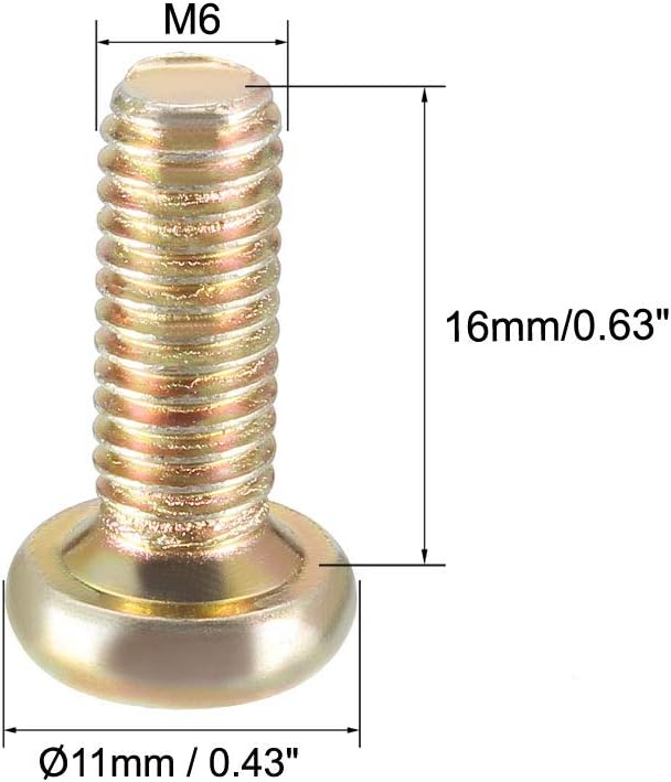 uxcell M6x16mm Furniture Screw Hex Socket Machine Screws Zinc Plated Fasteners Bolts Full Thread Carbon Steel 10Pcs