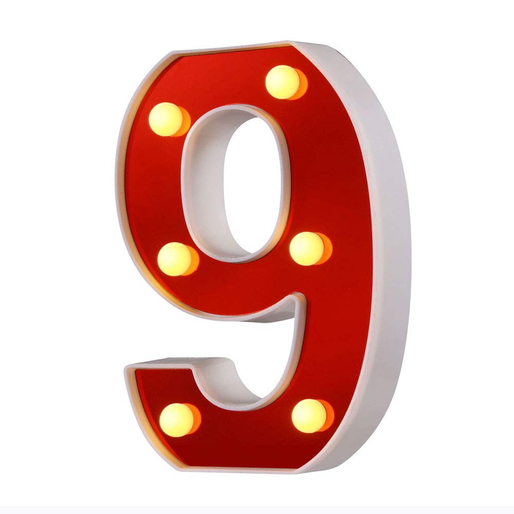Samapet 9 LED Marquee Letter Lights 26 Alphabet Red Pleasent Indoor Bright Night Lights Sign for Wedding Birthday Party Battery Powered Christmas Night Light Lamp Home Bar Decoration