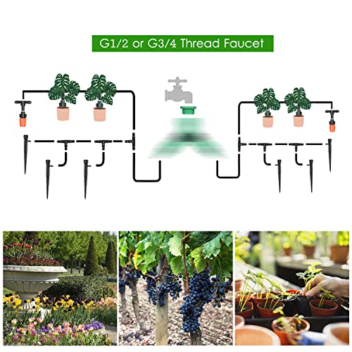 Lianai Kit de irrigação por gotejamento para rega de plantas Sistema de irrigação DIY com temporizad