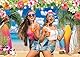 Sommer-Strand-Hintergrund, hawaiianische Party-Dekorationen, 2,7 x 1,5 m, tropische Blumen, Palmenblätter, Surfbrett, Fotografie-Hintergrund, Hawaii-Thema, Geburtstagsparty, Zubehör, Foto-Requisiten