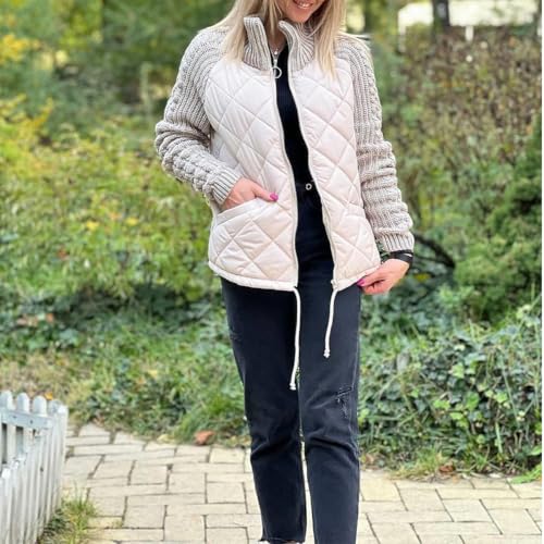 VNDUIFH Women's Knit Patchwork Puffy Jacket: Stylish, Lightweight, and Versatile Winter Coat in Large - Image 6