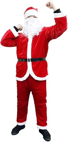 Miniatura 2 de Traje de Papá Noel, disfraz clásico de franela de terciopelo de Navidad para hombre