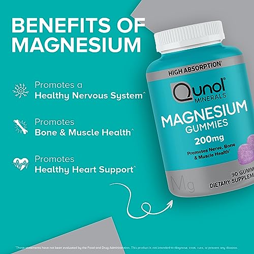 image for Qunol Magnesium Gummies for Adults, 200mg Elemental Magnesium (from 1,