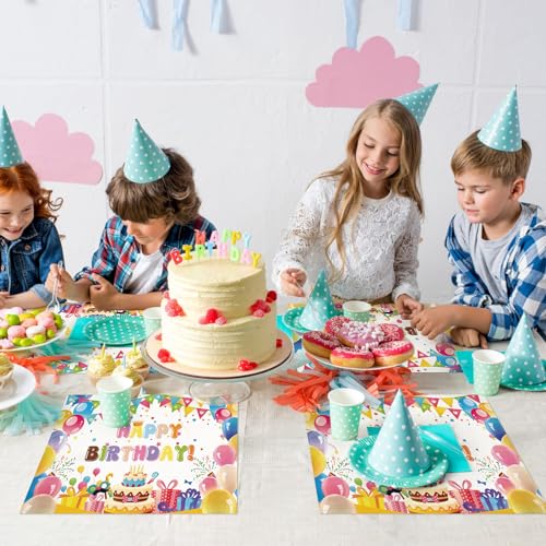 Set de table jetable anniversaire avec ballons multicolores pour buffet de fête - 8