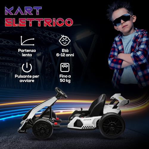 HOMCOM Go Kart Elettrico per Bambini 6-12 Anni 24V...