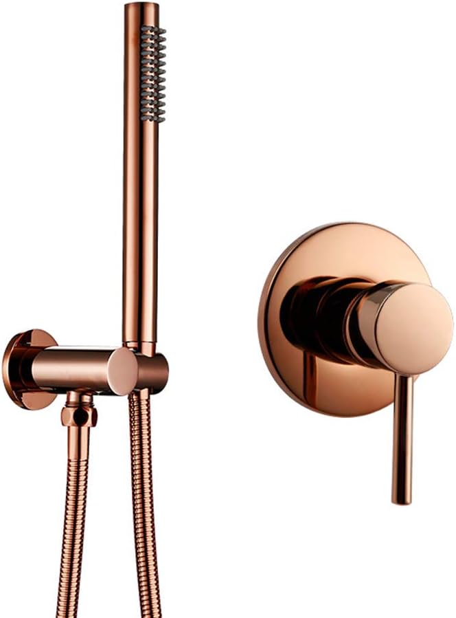 Rose Gold Bathtub Faucet With Hot And Cold Water Brass Wall Mounted Bathtub Shower Mixer Tap Single Handle Bathtub Faucet Set With Handheld Shower,