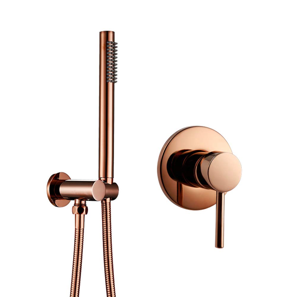 BHGFYXBS Rose Gold Bathtub Faucet With Hot And Cold Water Brass Wall Mounted Bathtub Shower Mixer Tap Single Handle Bathtub Faucet Set With Handheld Shower