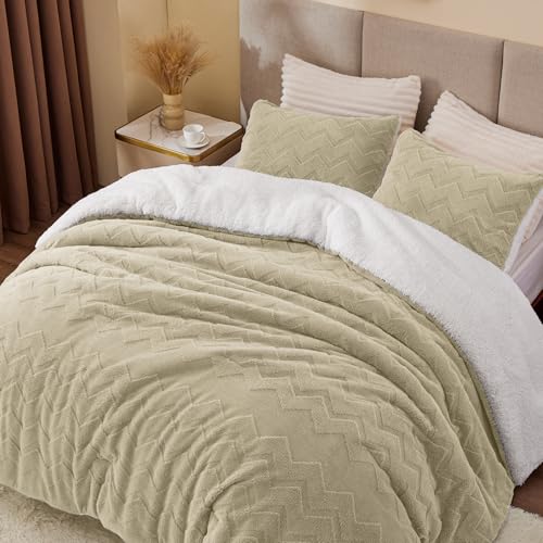 Image of BEDELITE Fluffy Sherpa Twin Comforter Set,Linen
